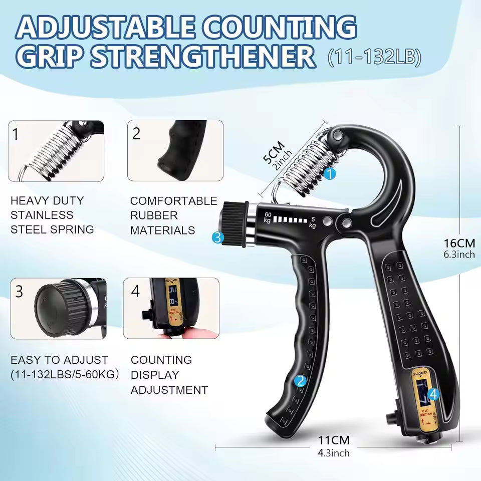 Grip Strength Trainer Kit – Adjustable Hand & Finger Exercisers