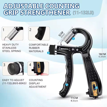Grip Strength Trainer Kit – Adjustable Hand & Finger Exercisers
