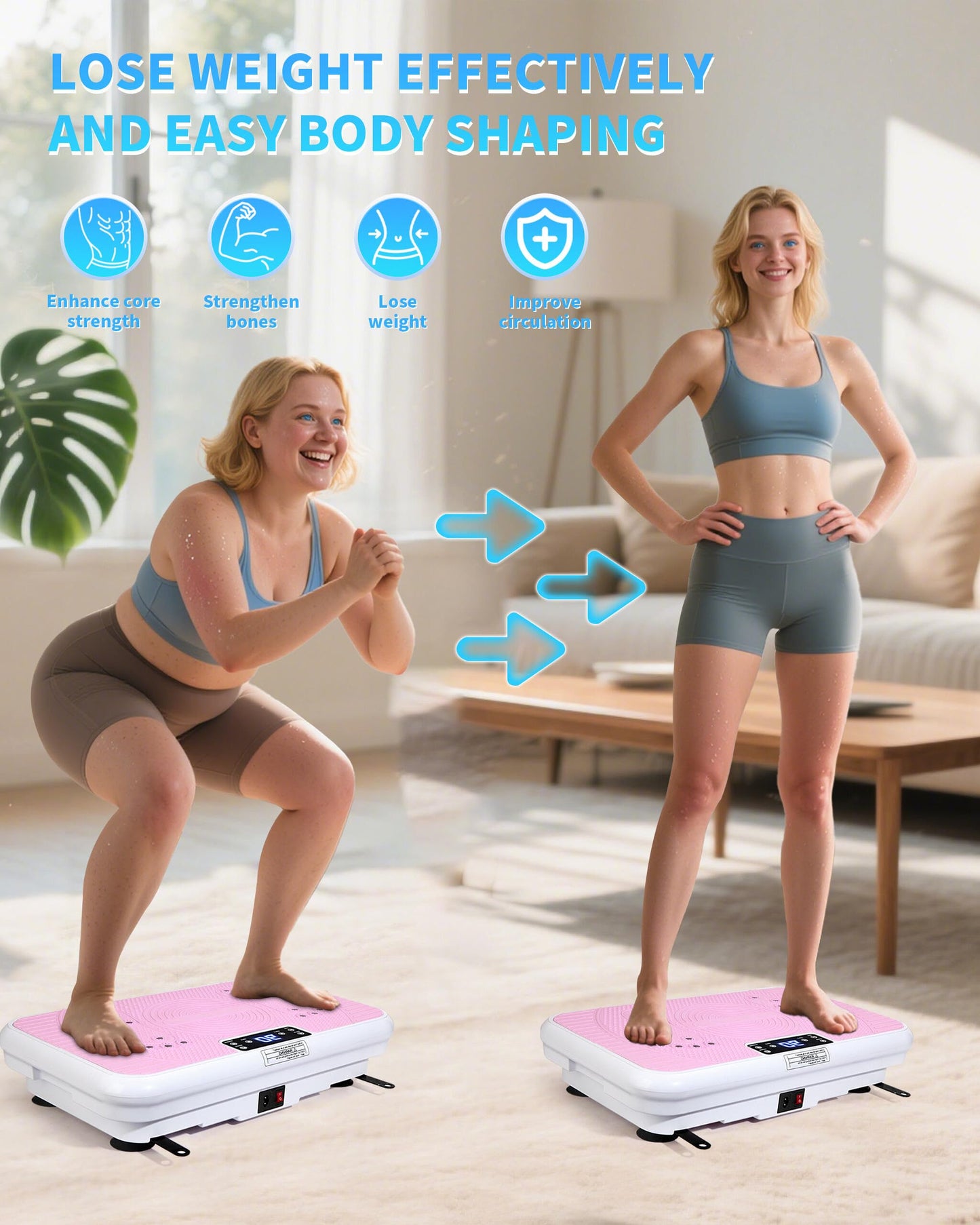 Shake Plate Vibration Exercise Machine for Lymphatic Drainage Massager & Weight Loss for Women and Men